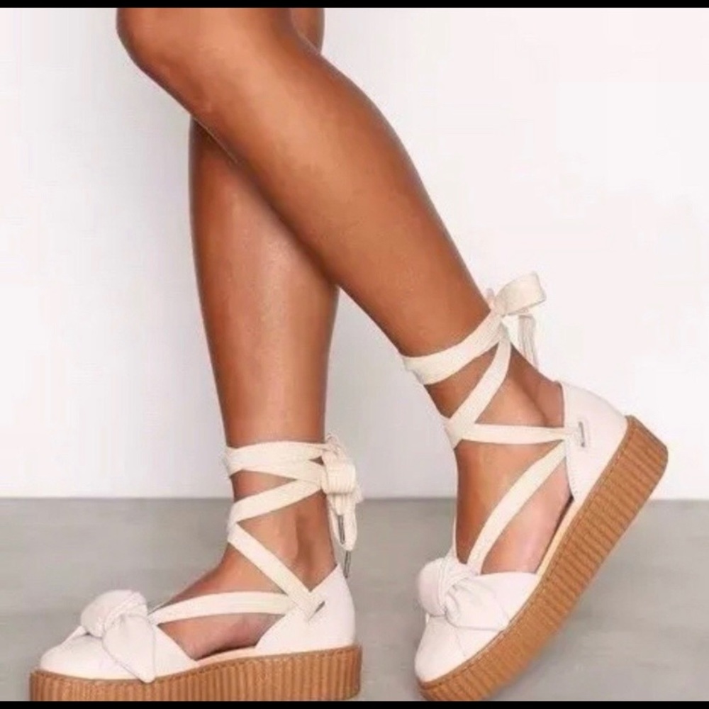 Womens Puma White Bow Creeper Sandal